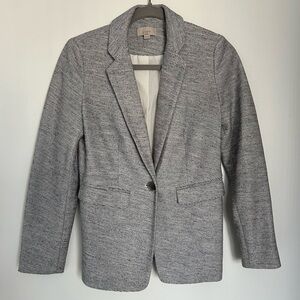 LOFT Blue White Tweed Blazer Size 2P